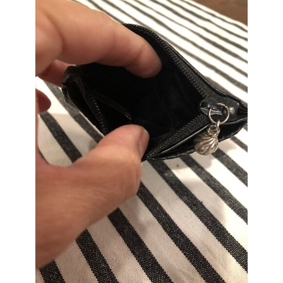 Brighton Black Leather Coin/ ID Holder Slim Mini Wallet Croc Embossed - Picture 4 of 4